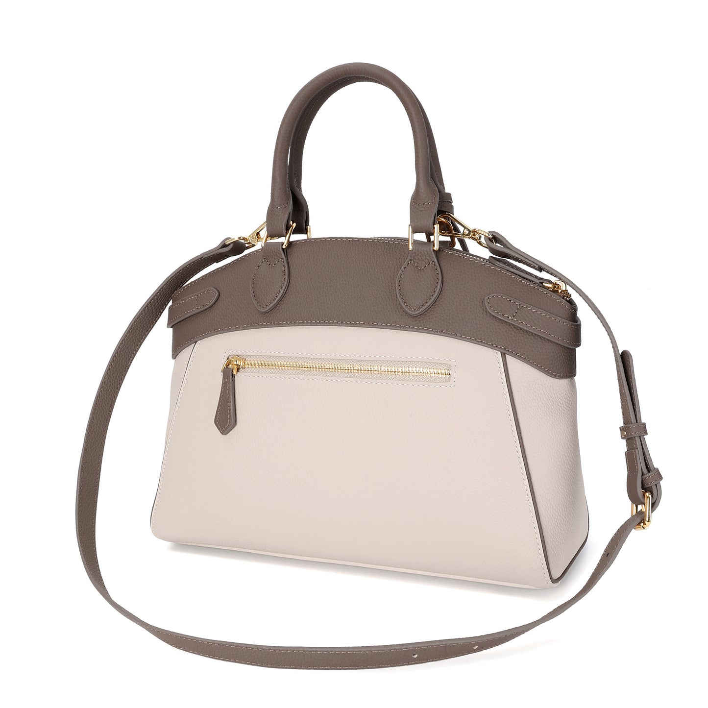 Tiffany & Fred Structured Leather Satchel with TF Gold-Tone Hardware