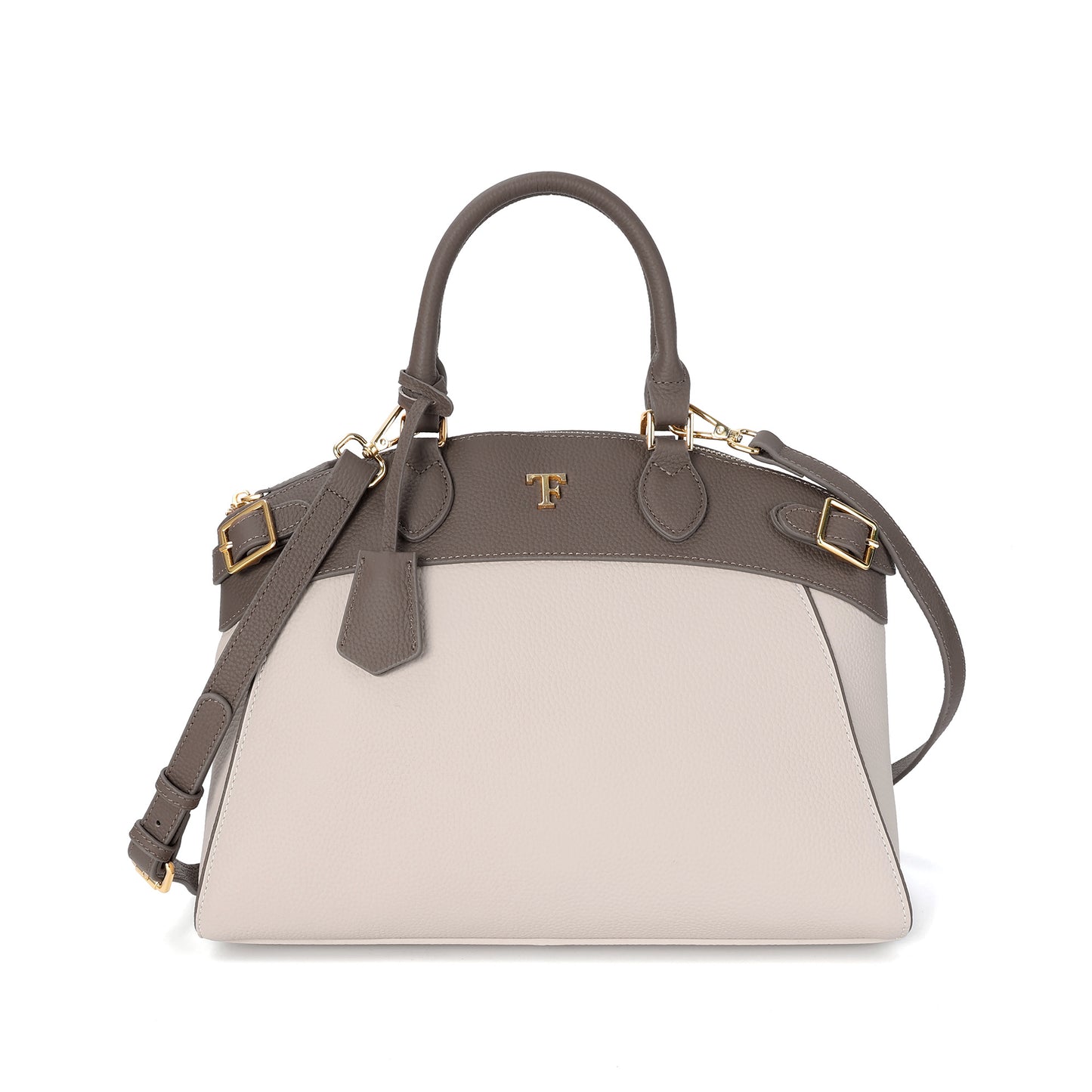 Tiffany & Fred Structured Leather Satchel with TF Gold-Tone Hardware