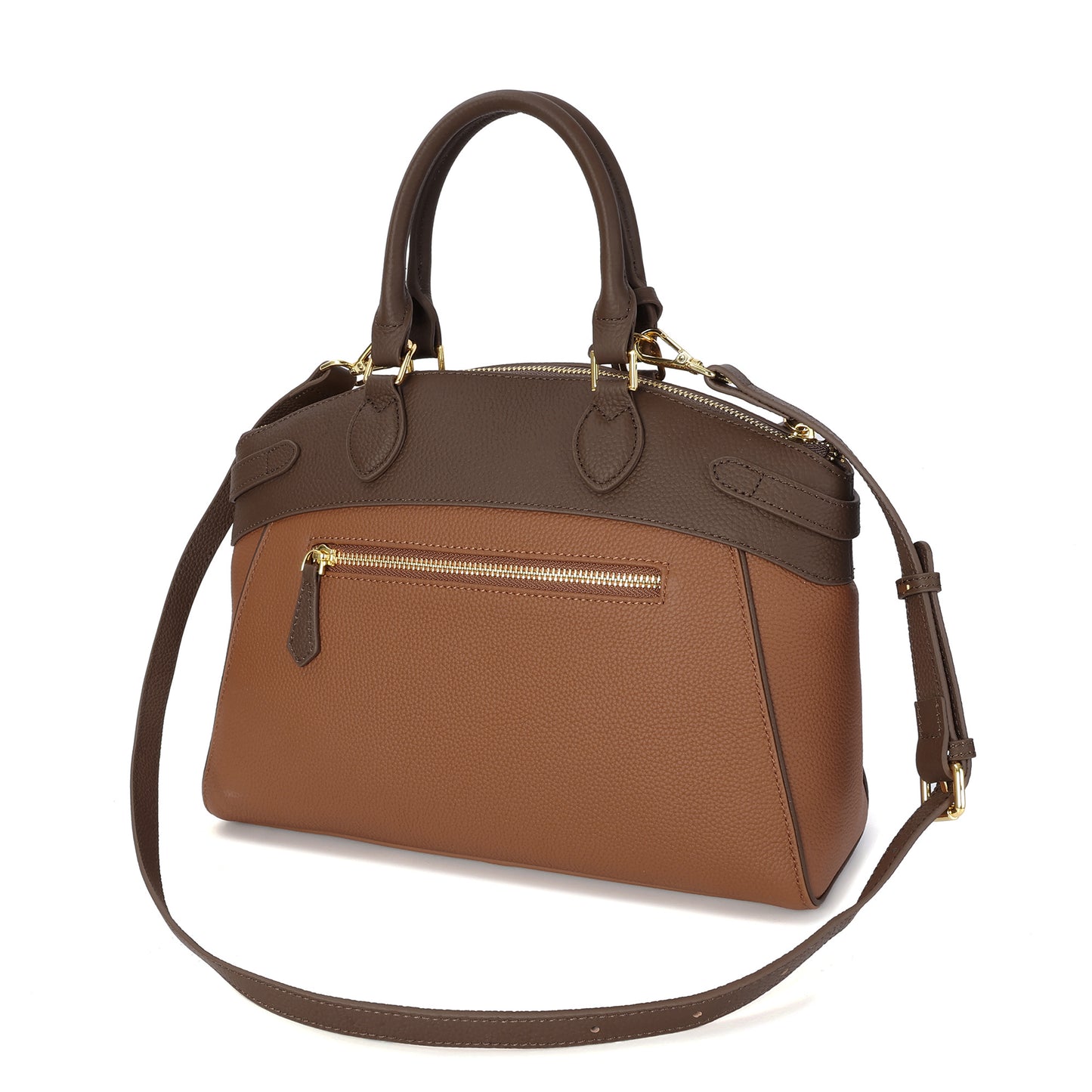 Tiffany & Fred Structured Leather Satchel with TF Gold-Tone Hardware