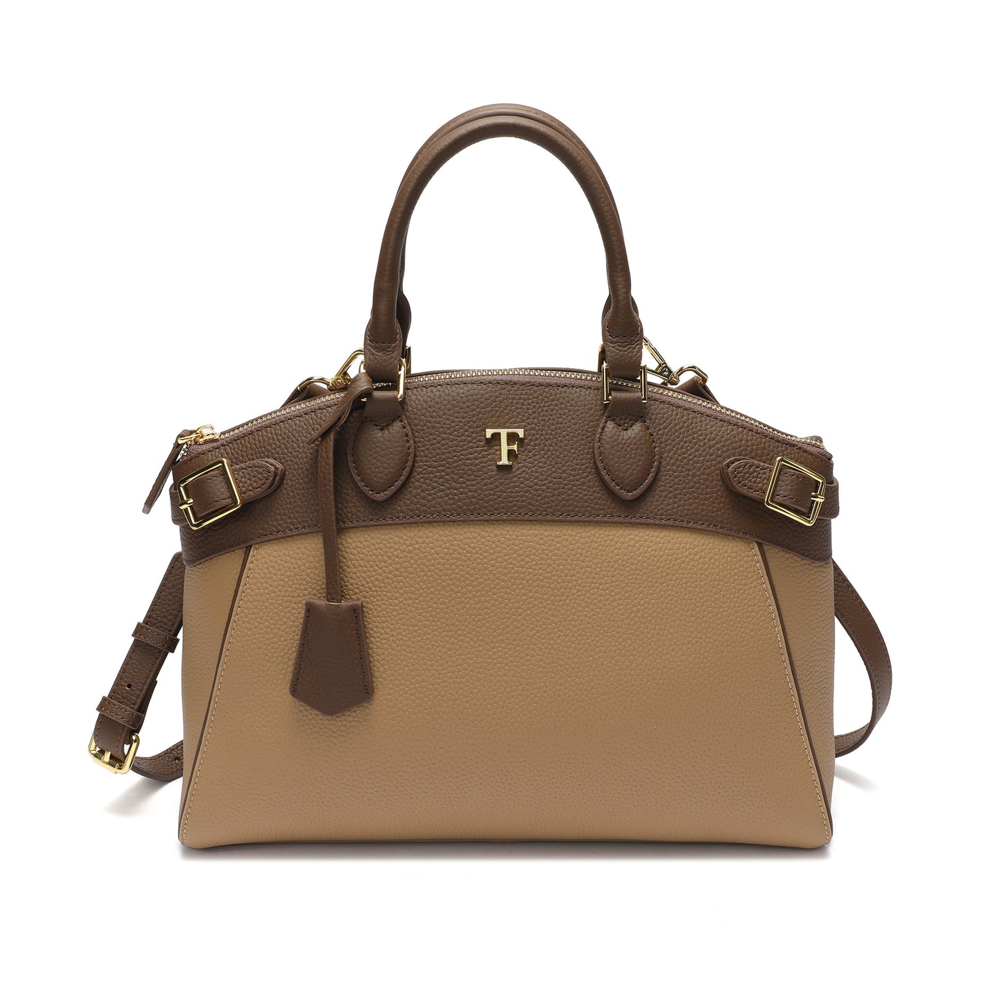 Tiffany & Fred Structured Leather Satchel with TF Gold-Tone Hardware