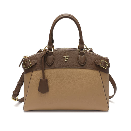 Tiffany $ Fred Structured Leather Satchel with TF Gold-Tone Hardware