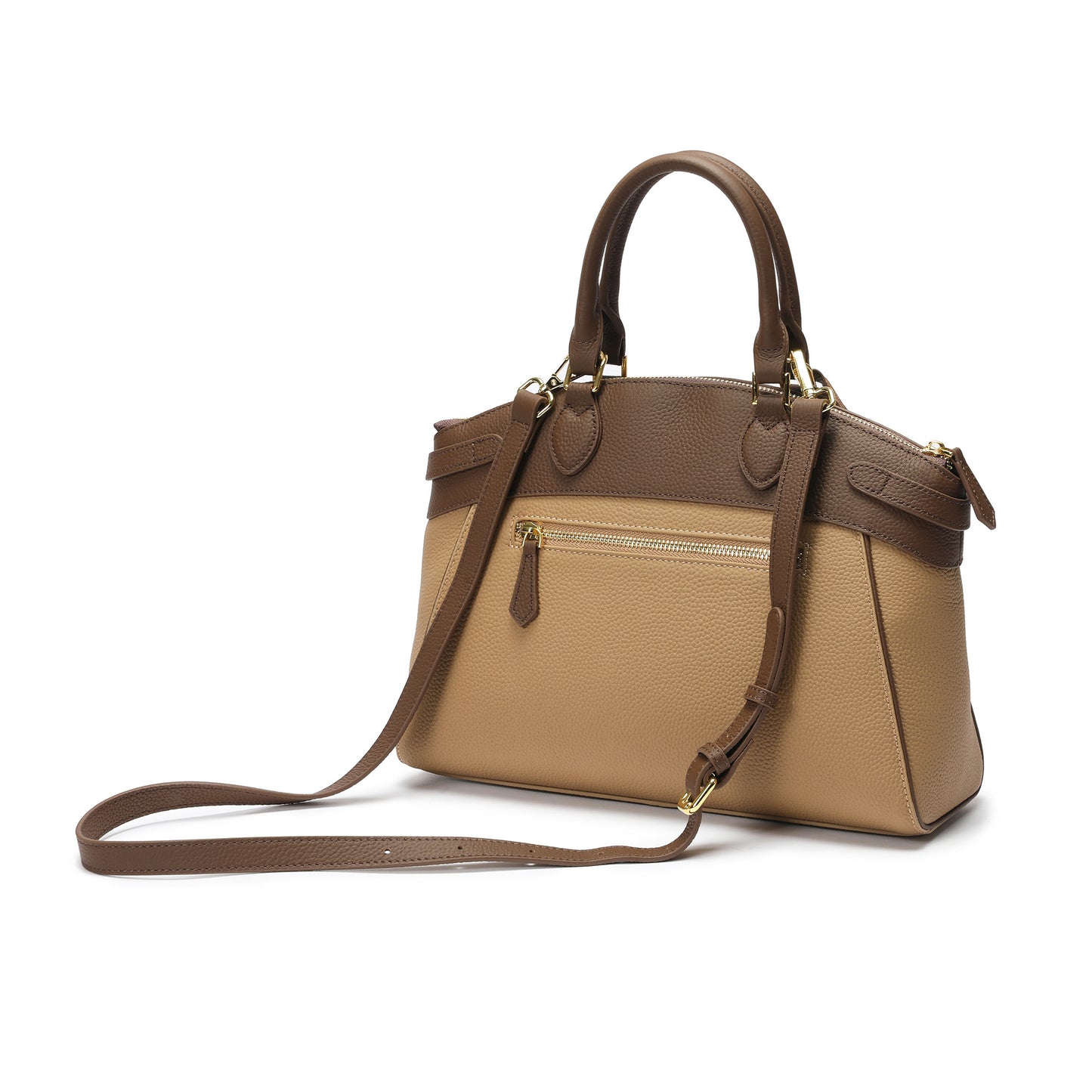 Tiffany & Fred Structured Leather Satchel with TF Gold-Tone Hardware