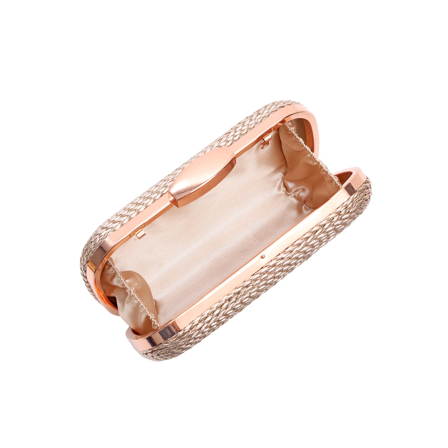 Woven Metallic Frame Clutch with Chain Strap