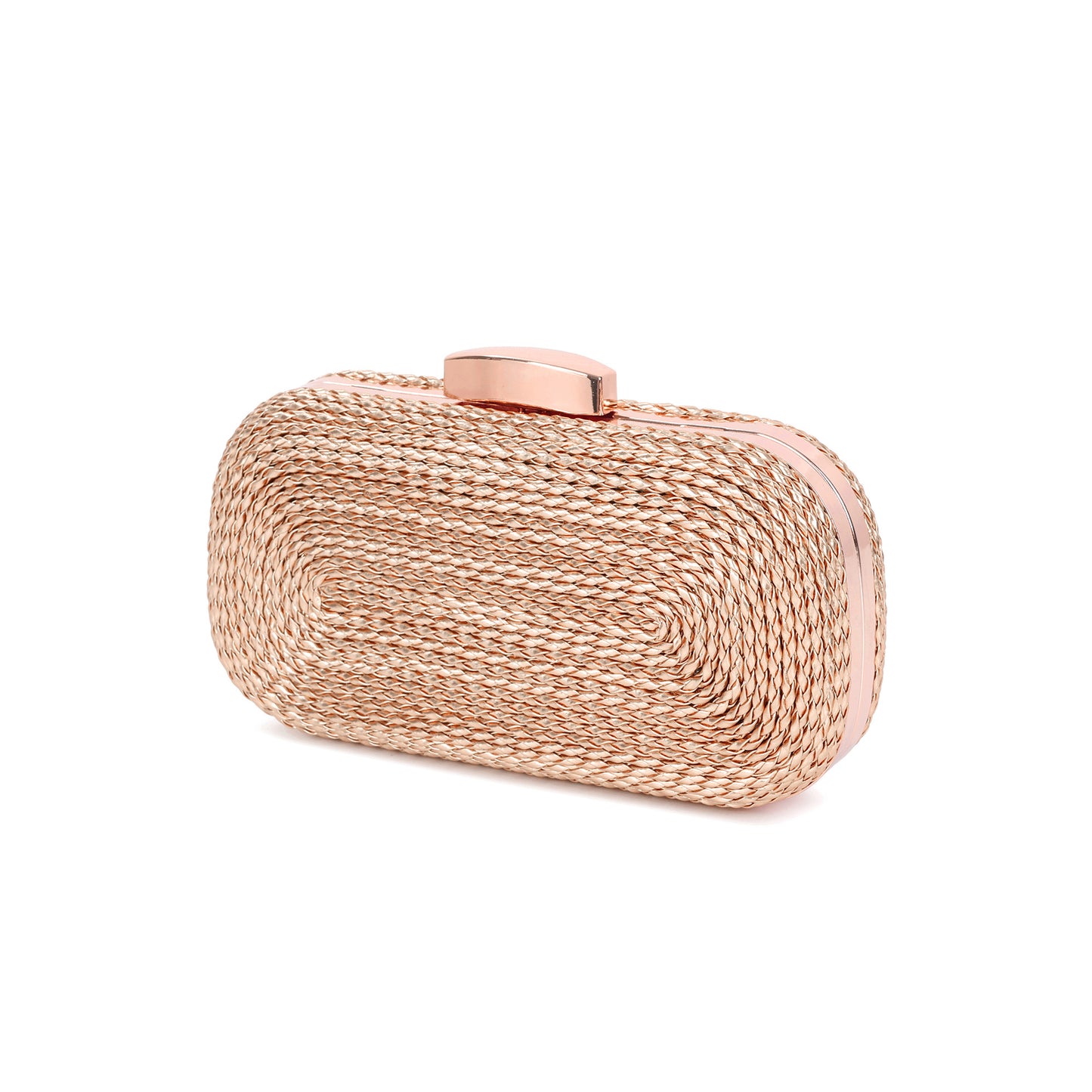 Woven Metallic Frame Clutch with Chain Strap