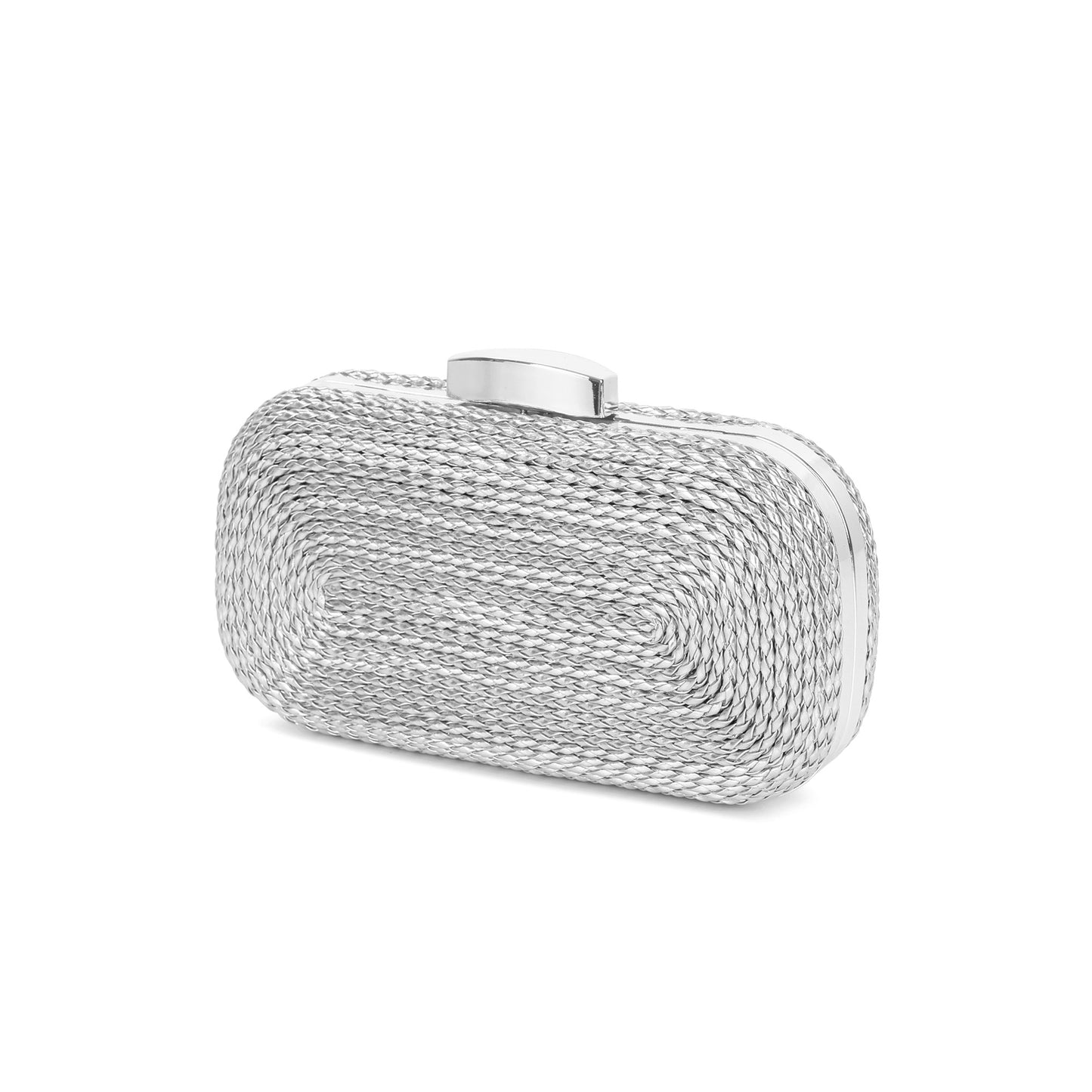 Woven Metallic Frame Clutch with Chain Strap
