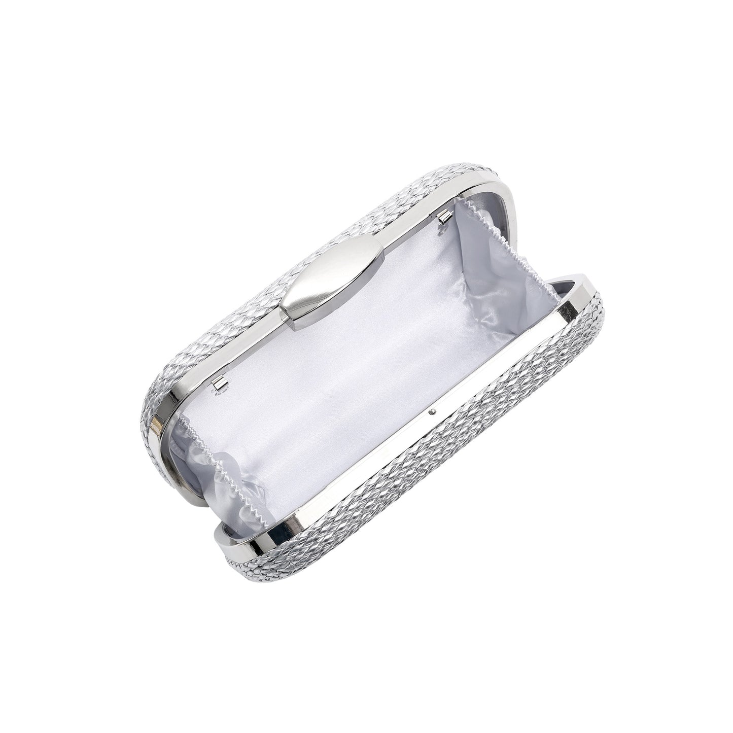 Woven Metallic Frame Clutch with Chain Strap