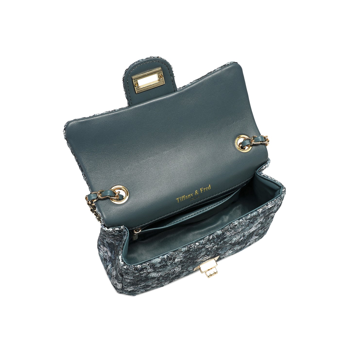 Sequin Floral Quilted Chain Crossbody