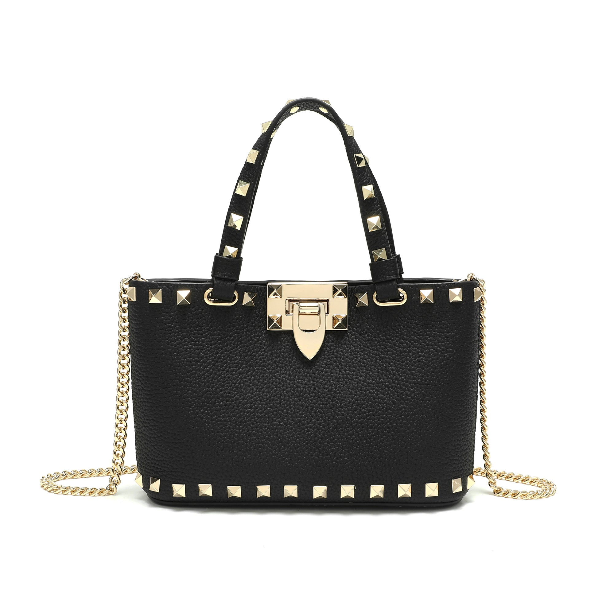 Studded Leather Top Handle Crossbody Bag – Tiffany & Fred Paris