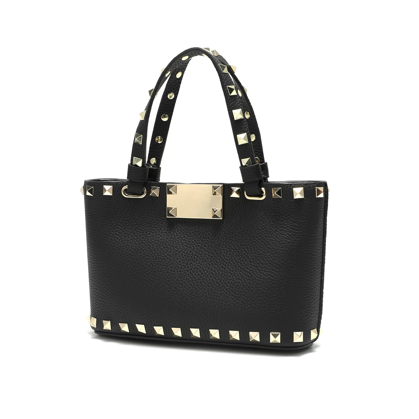 Studded Leather Top Handle Crossbody Bag