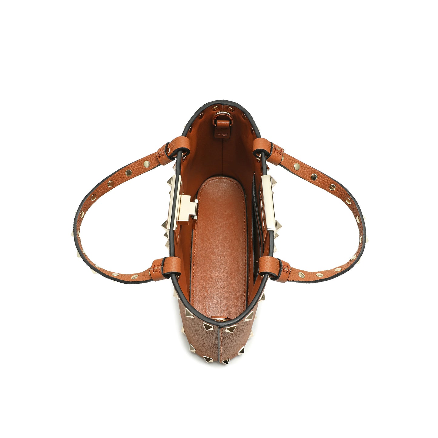 Studded Leather Top Handle Crossbody Bag