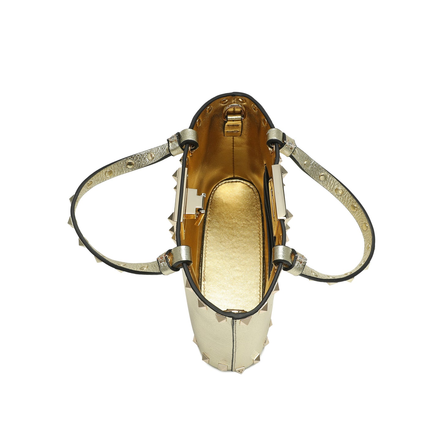 Studded Leather Top Handle Crossbody Bag