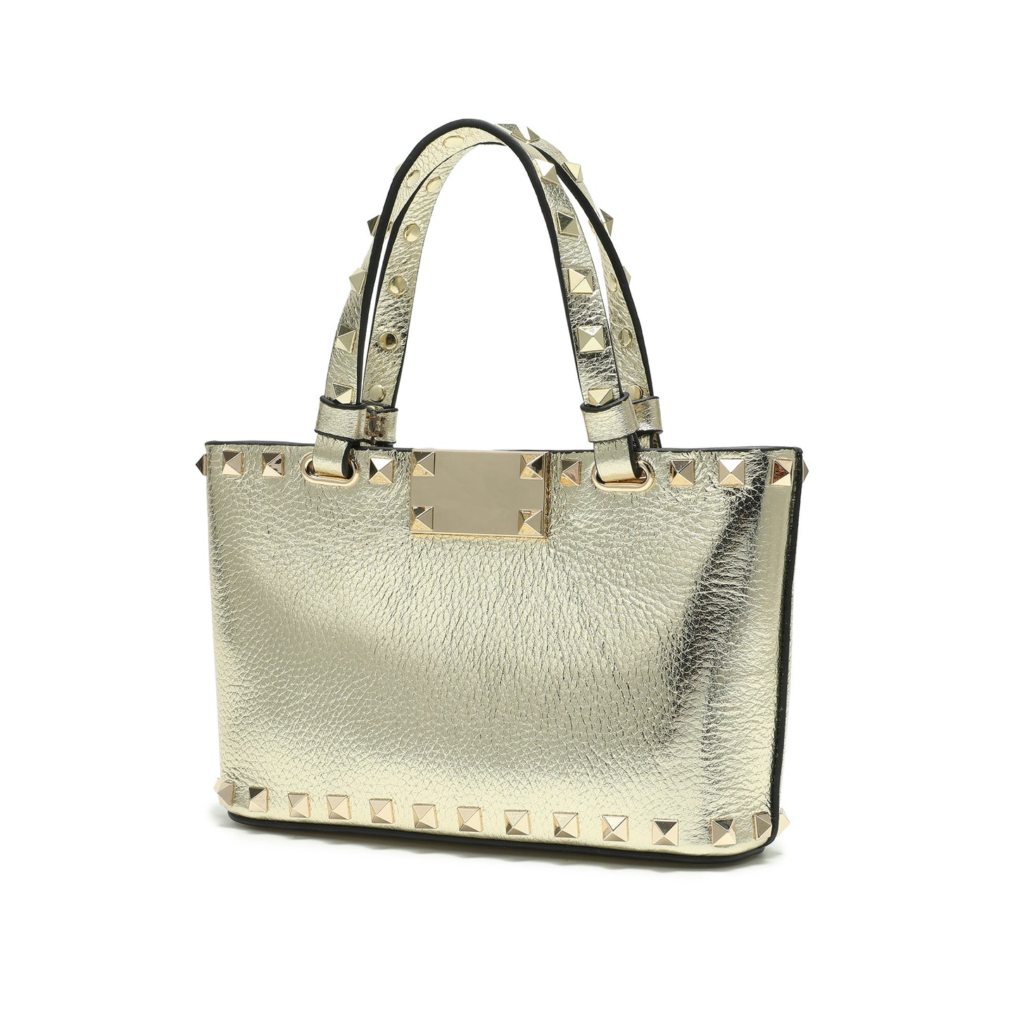 Studded Leather Top Handle Crossbody Bag