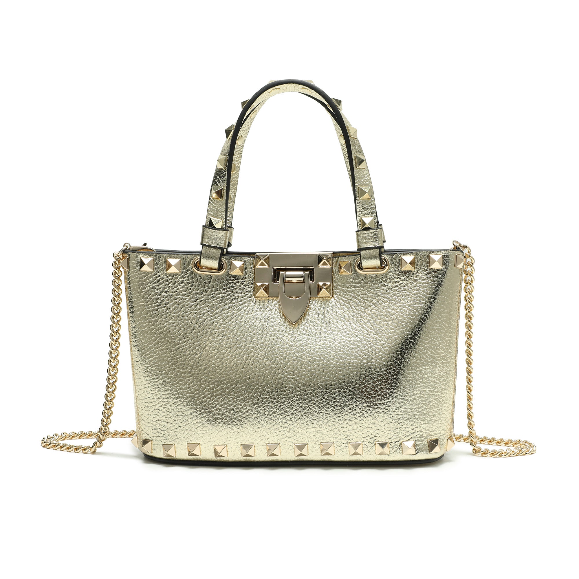 Studded Leather Top Handle Crossbody Bag – Tiffany & Fred Paris