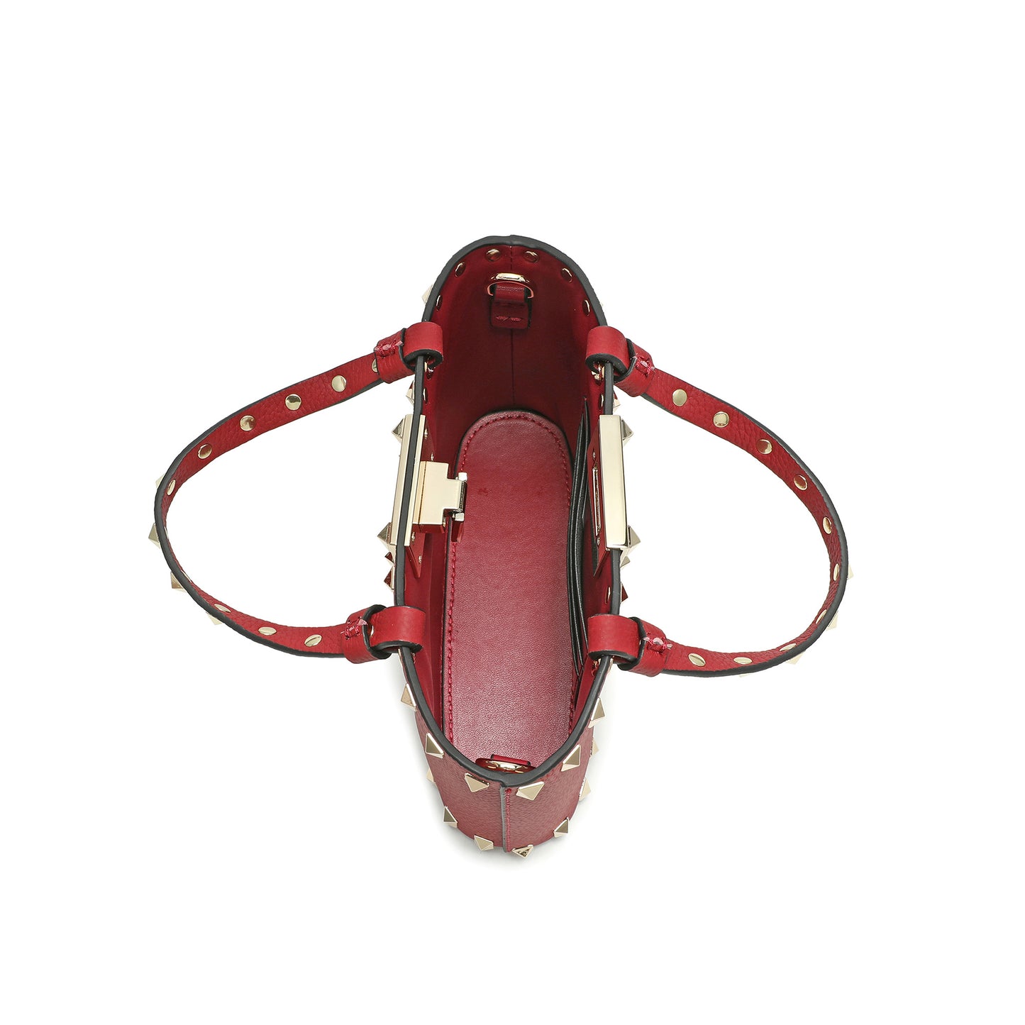 Studded Leather Top Handle Crossbody Bag