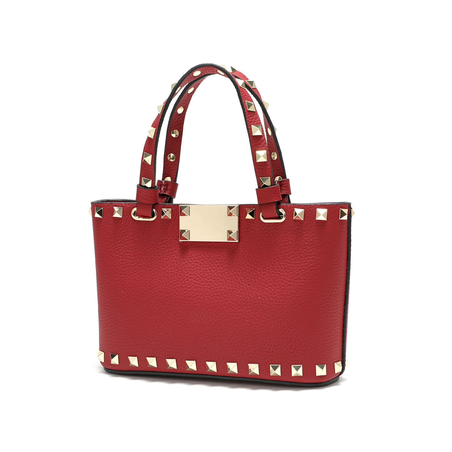 Studded Leather Top Handle Crossbody Bag