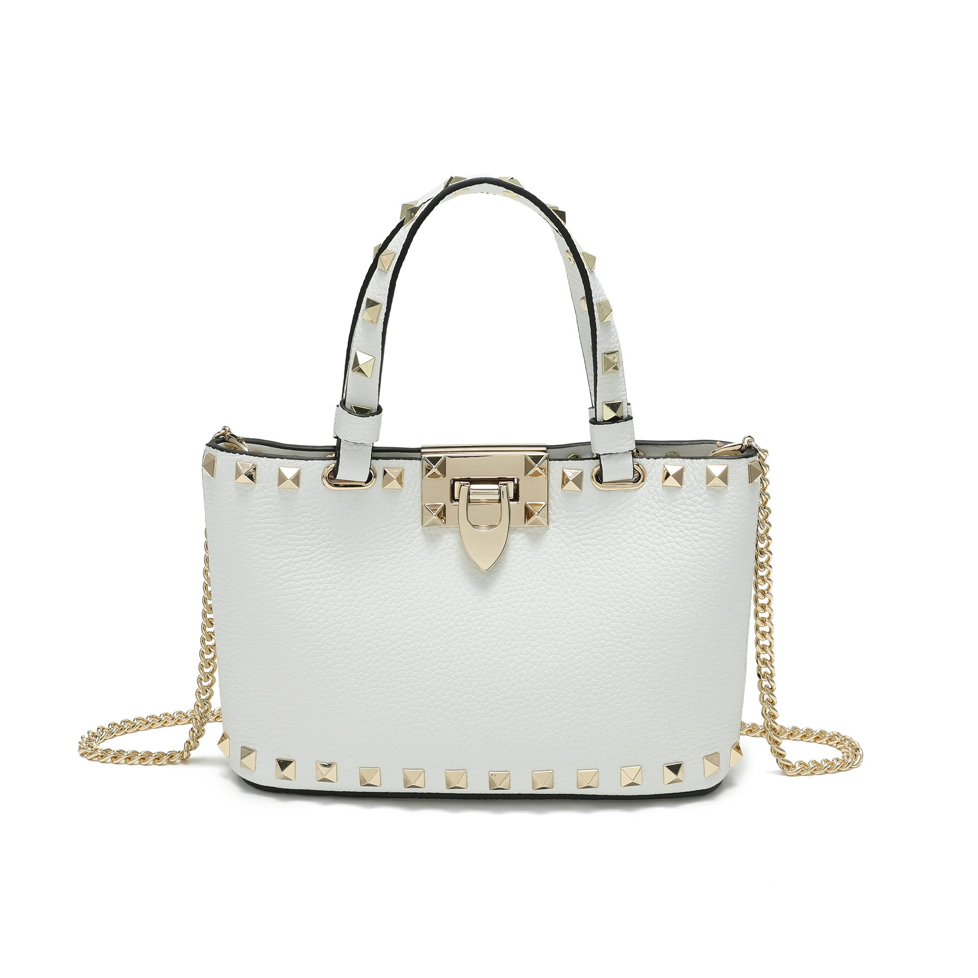 Studded Leather Top Handle Crossbody Bag – Tiffany & Fred Paris
