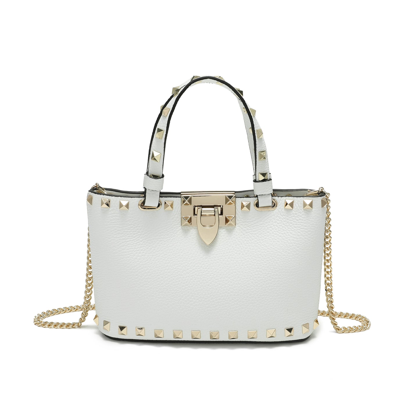 Studded Leather Top Handle Crossbody Bag