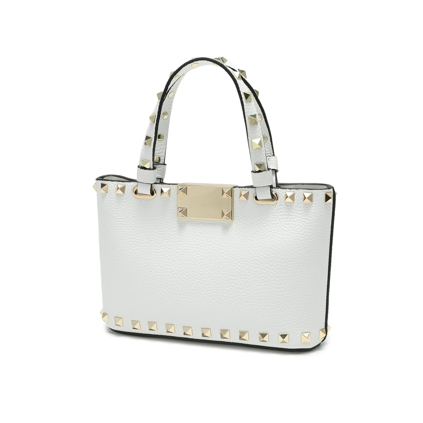 Studded Leather Top Handle Crossbody Bag