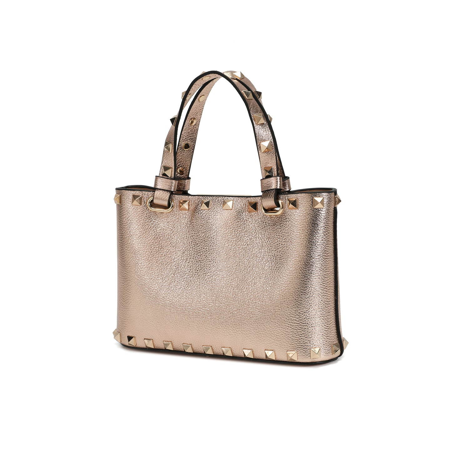 Studded Leather Top Handle Crossbody Bag
