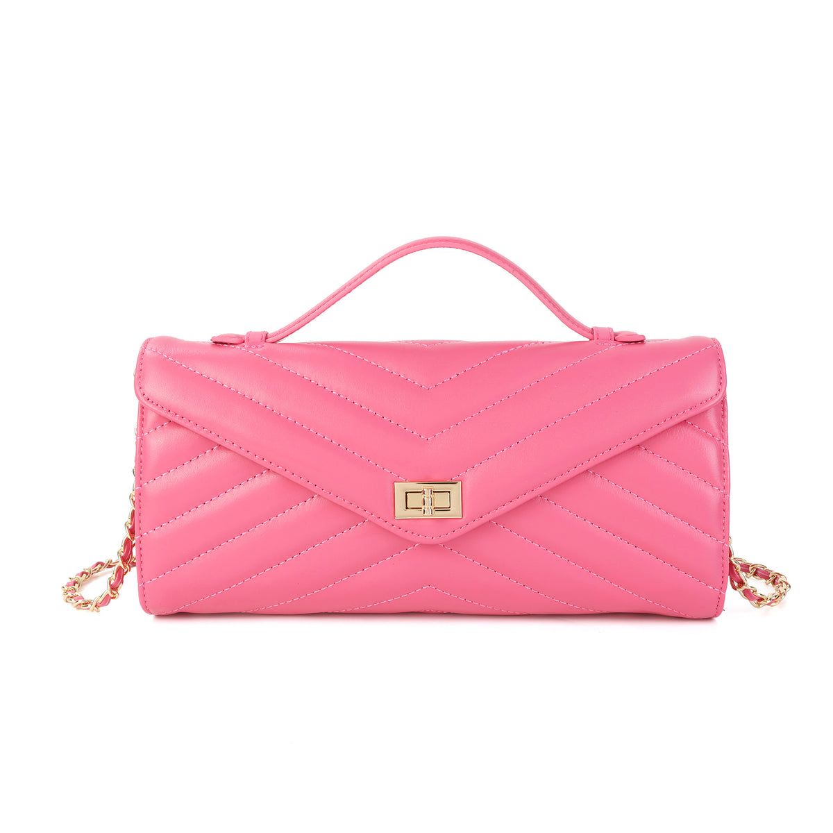 Tiffany & Fred Chevron Quilted Leather Convertible Crossbody Clutch