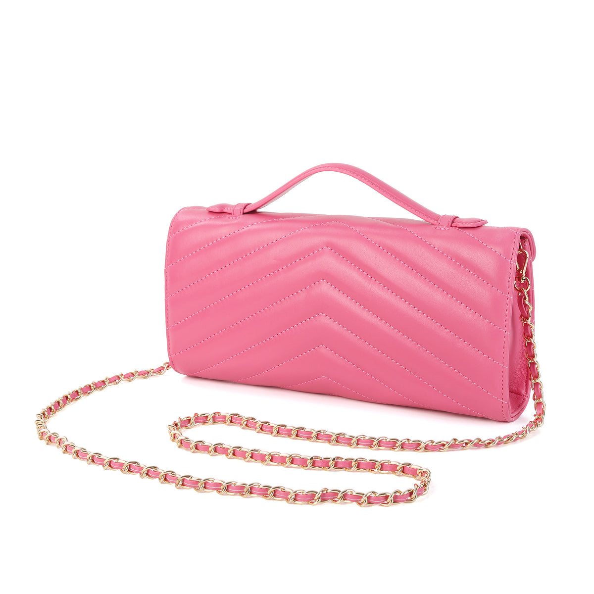 Tiffany & Fred Chevron Quilted Leather Convertible Crossbody Clutch