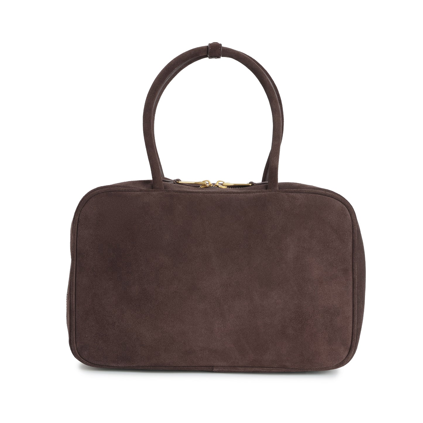 Suede Leather Top-Handle Tote with Double Zip Closure