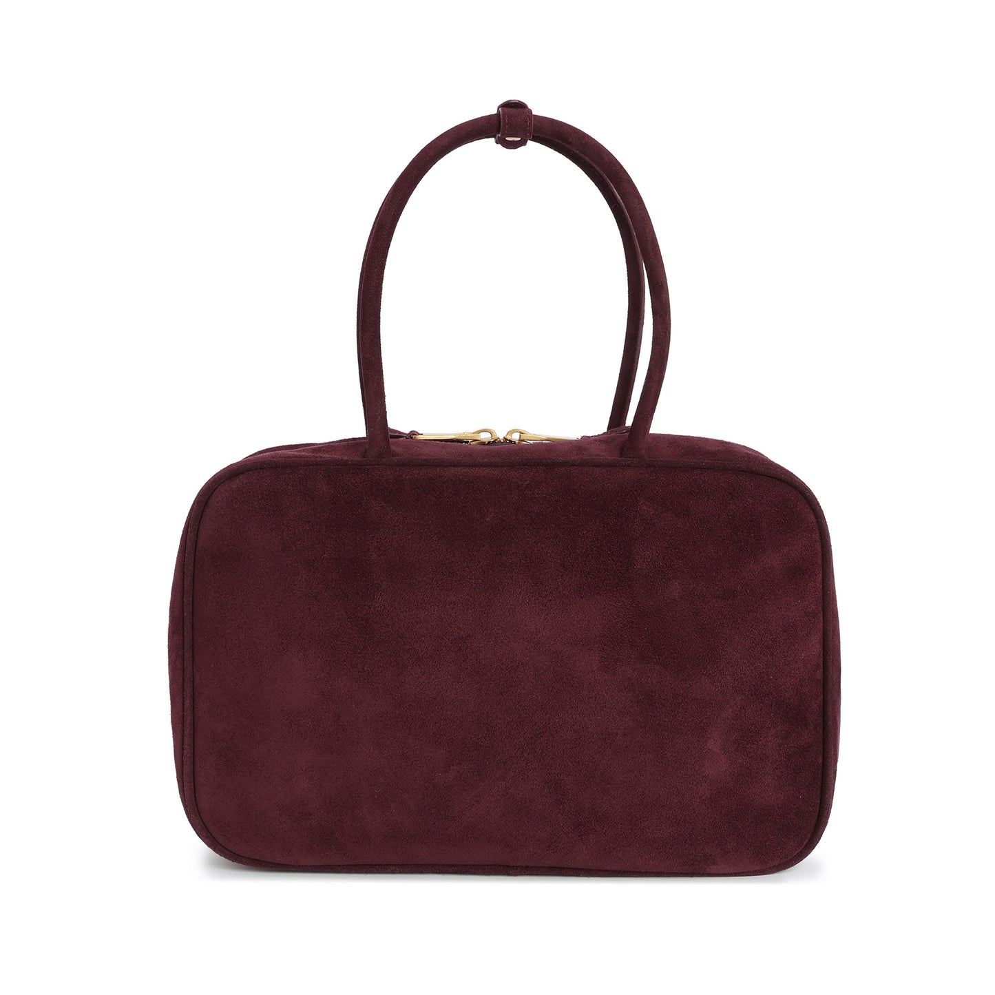 Suede Leather Top-Handle Tote with Double Zip Closure