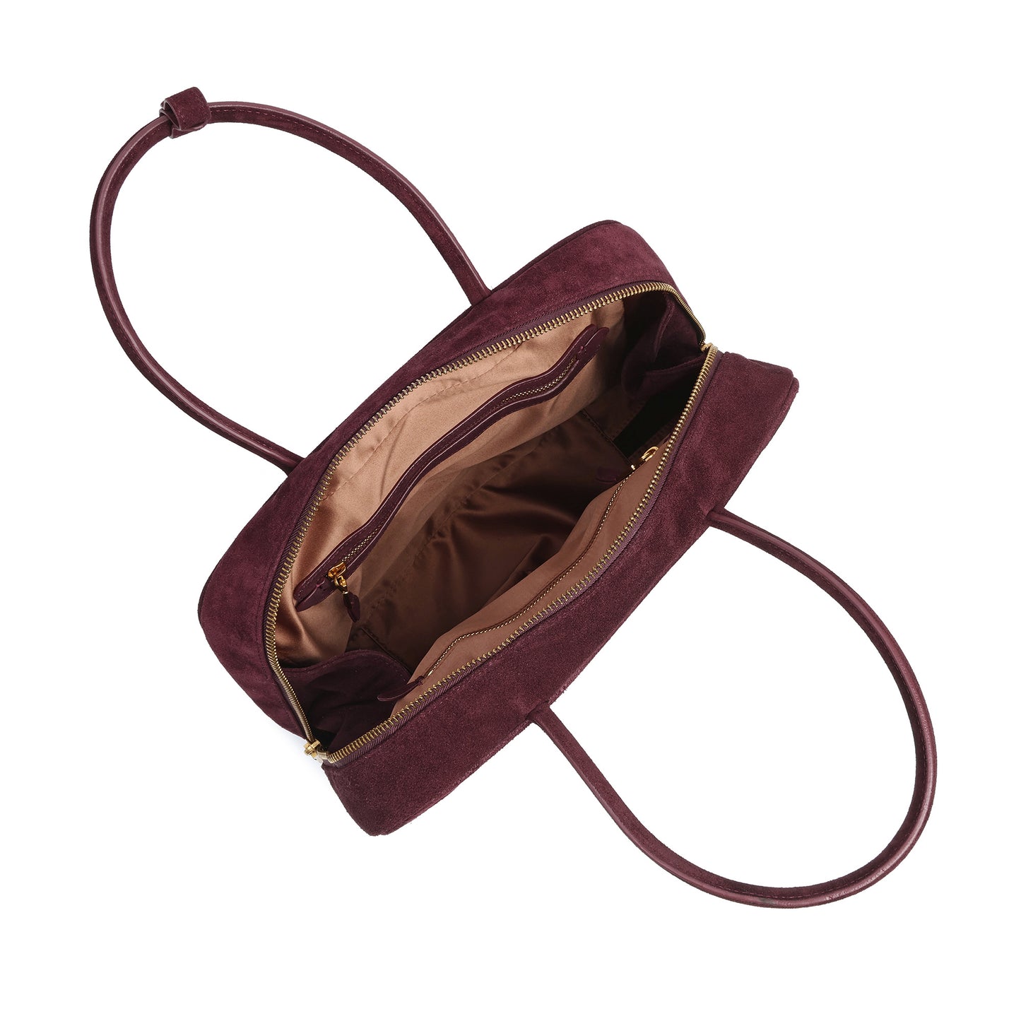Suede Leather Top-Handle Tote with Double Zip Closure