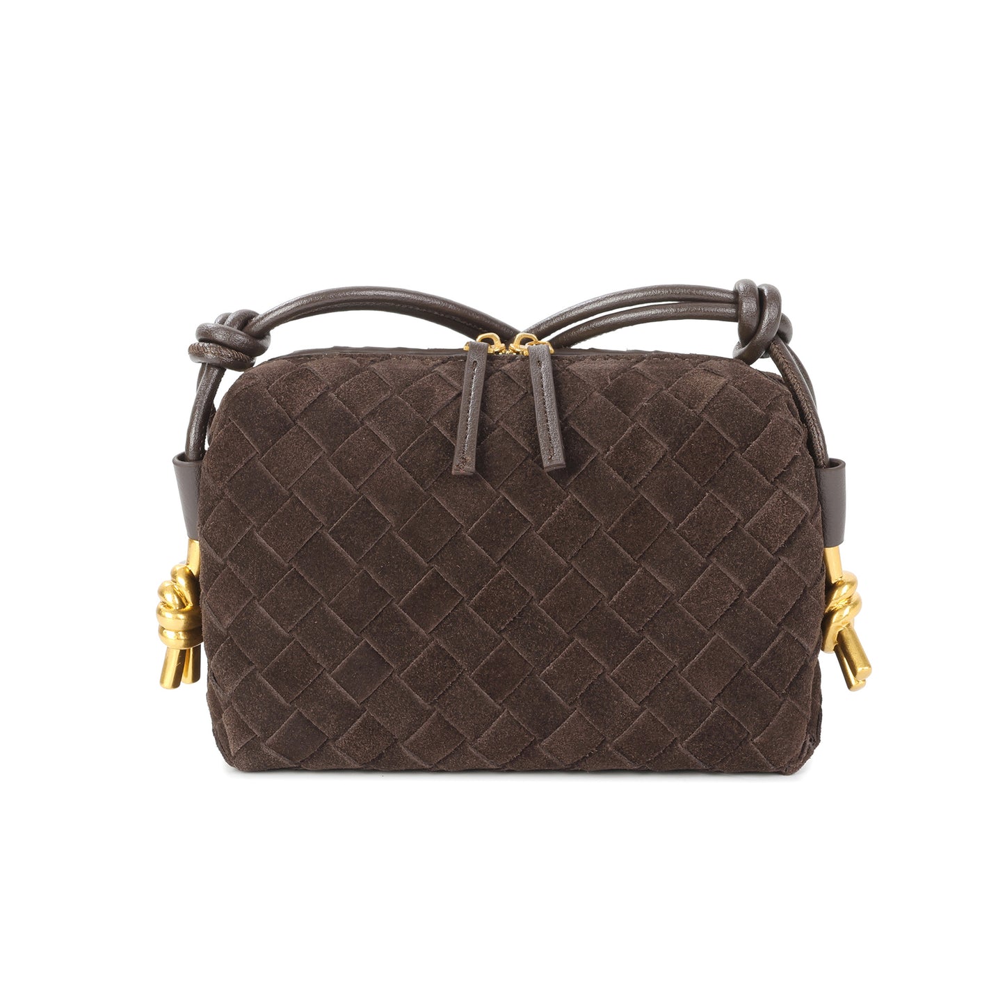 Woven Suede Leather Mini Crossbody Bag with Adjustable Strap