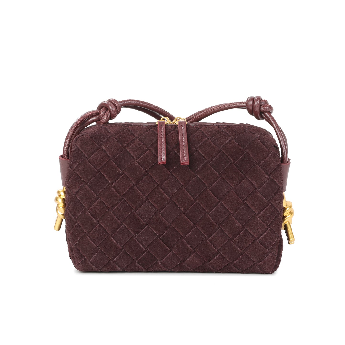 Woven Suede Leather Mini Crossbody Bag with Adjustable Strap