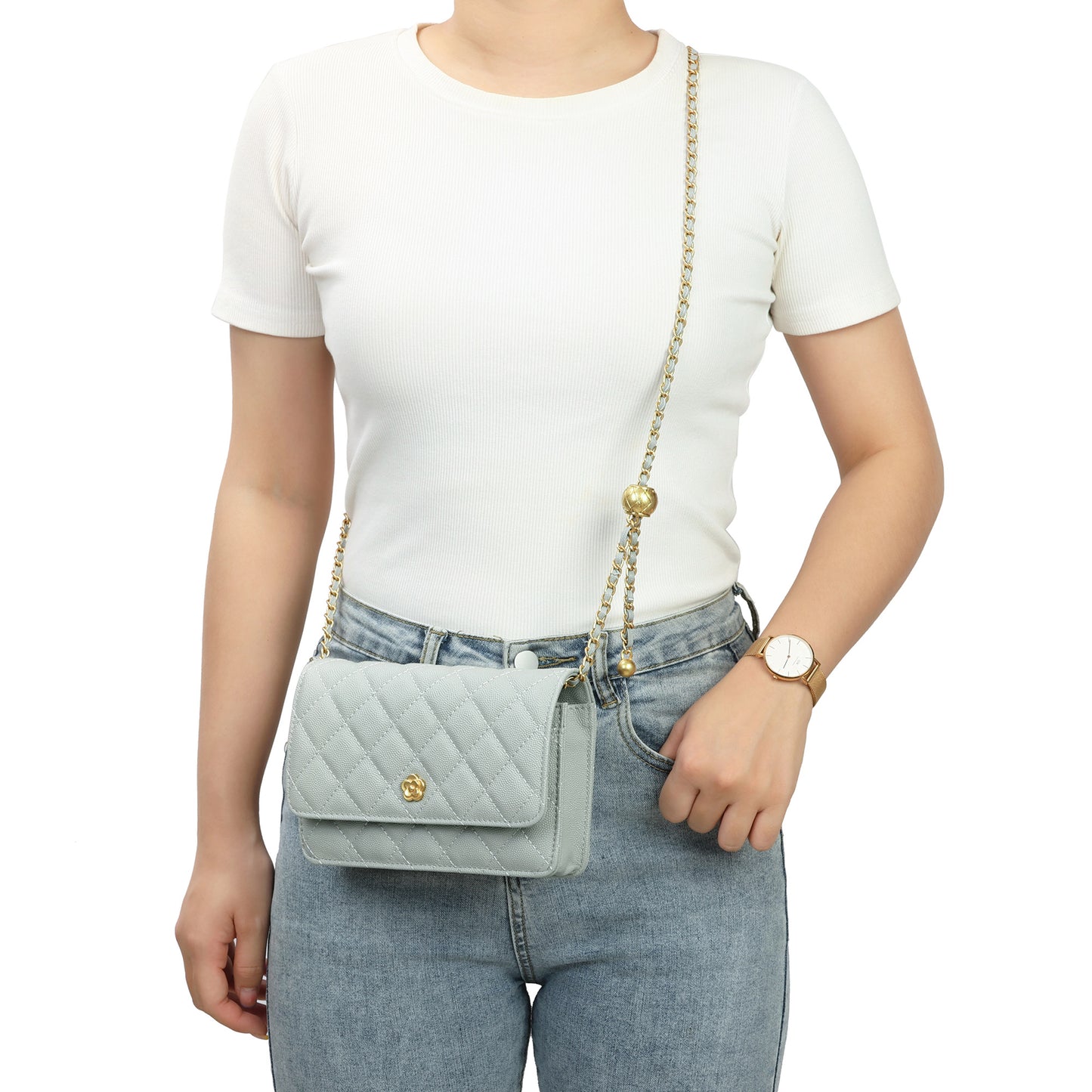 Tiffany & Fred Quilted Caviar Leather Crossbody Bag