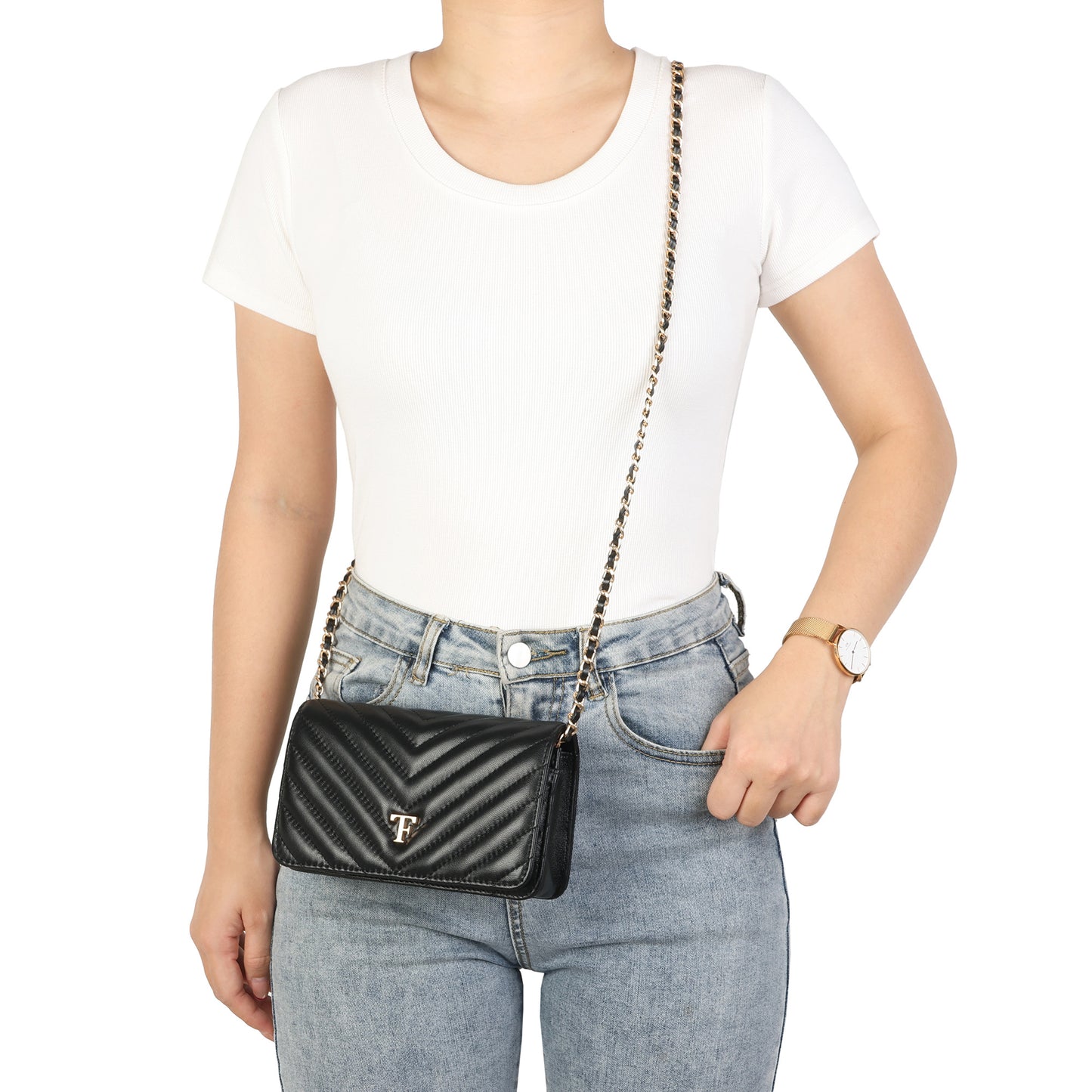 Quilted Leather Mini Flap Bag with Chain Strap