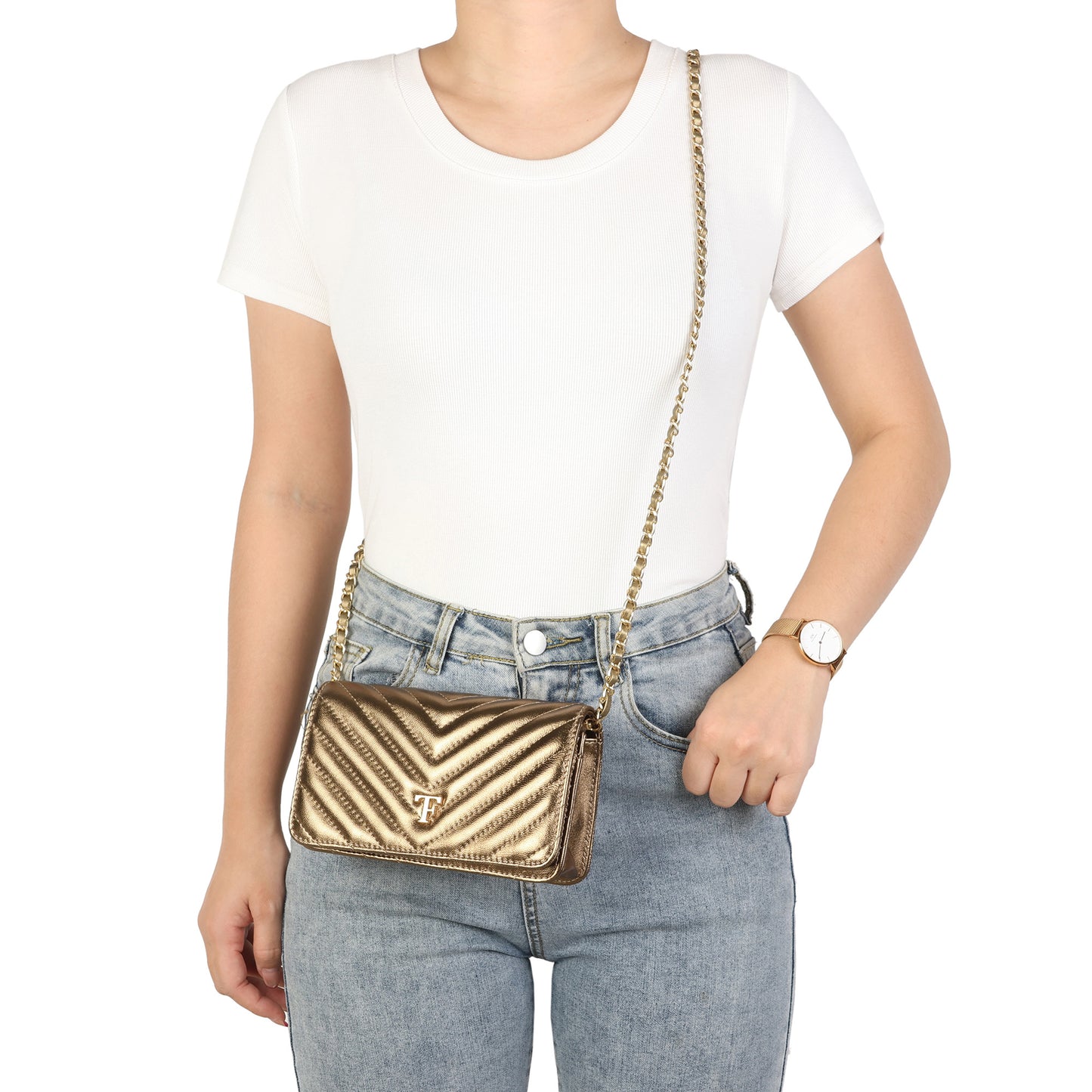 Quilted Leather Mini Flap Bag with Chain Strap