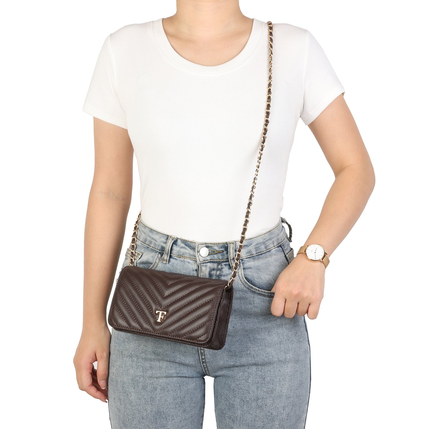 Quilted Leather Mini Flap Bag with Chain Strap