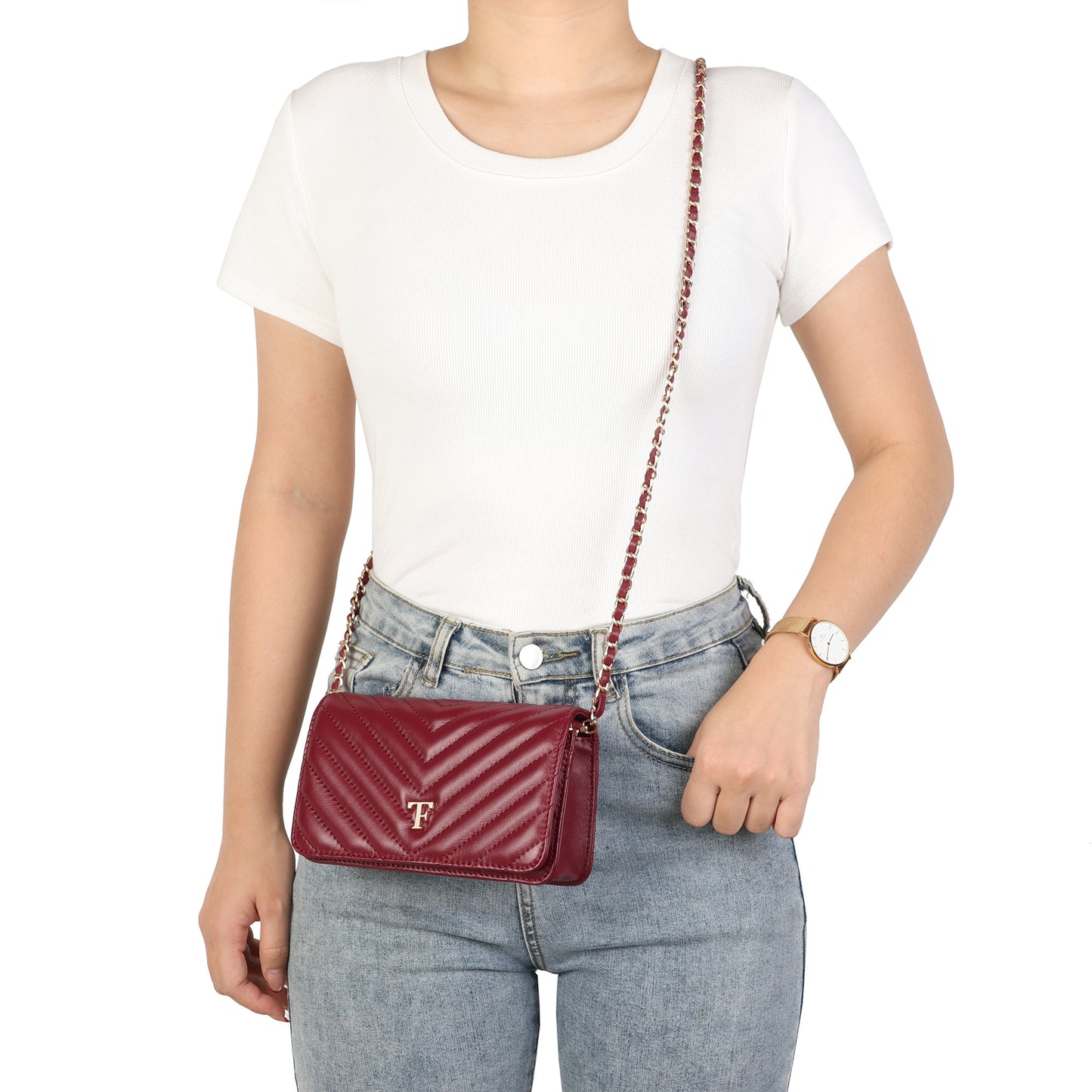 Quilted Leather Mini Flap Bag with Chain Strap