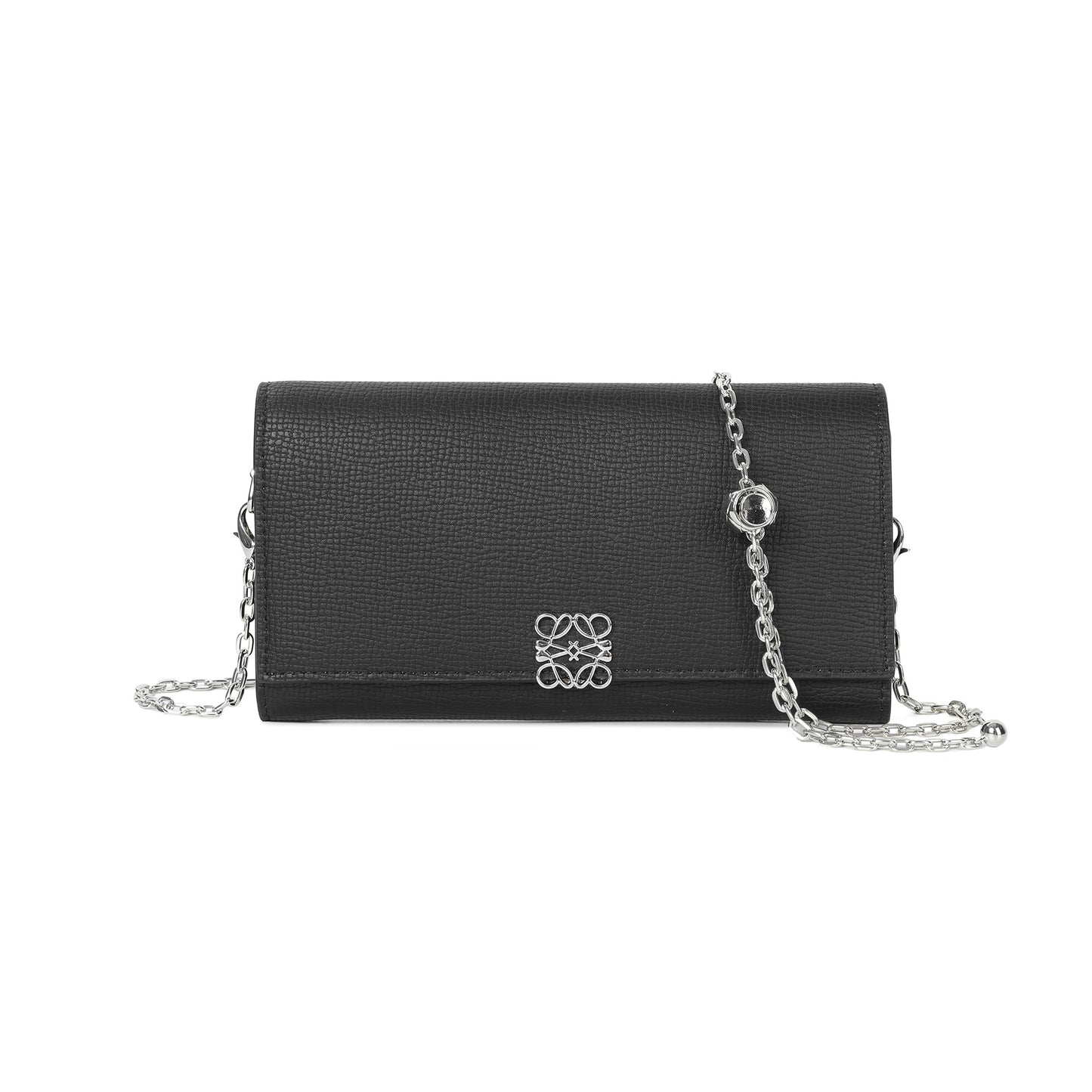 Pebbled Leather Wallet-on-Chain Crossbody with Signature Hardware