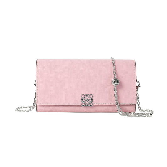 Pebbled Leather Wallet-on-Chain Crossbody with Signature Hardware