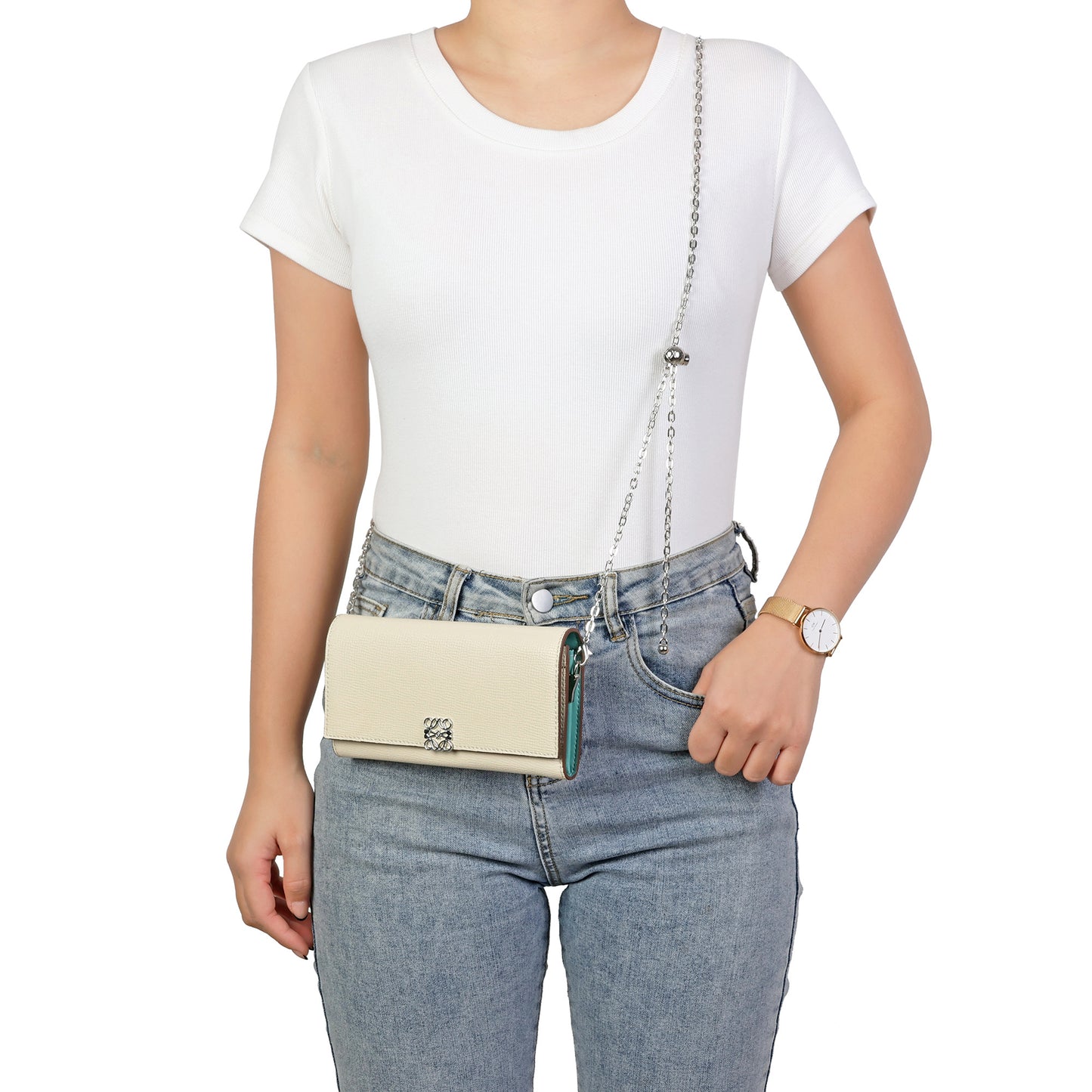 Pebbled Leather Wallet-on-Chain Crossbody with Signature Hardware