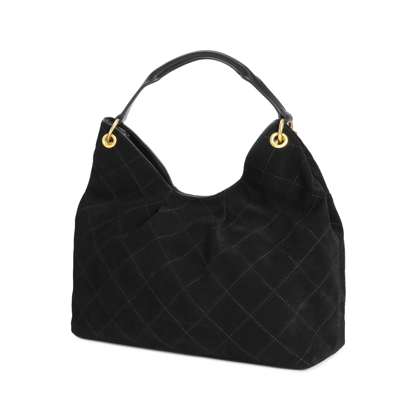 Suede Shoulder Bag with Chain & Leather Strap