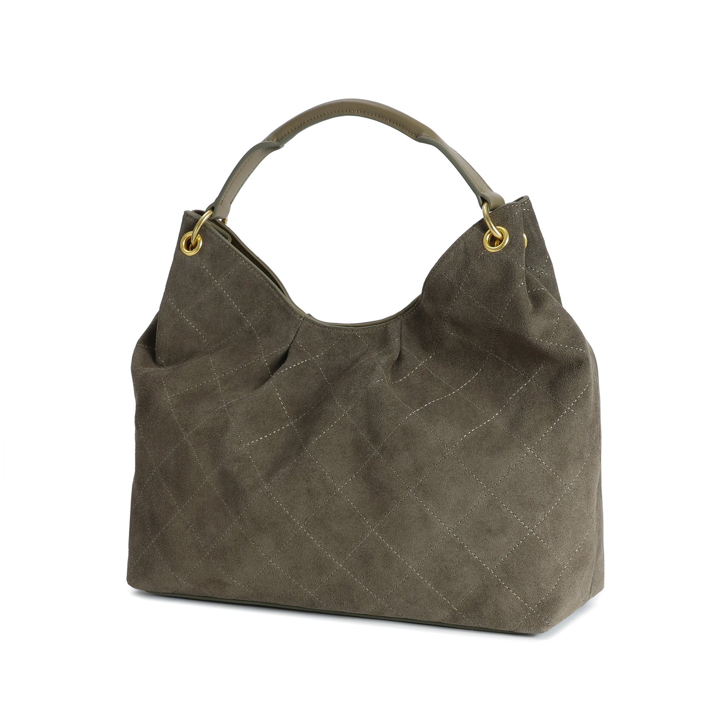Suede Shoulder Bag with Chain & Leather Strap
