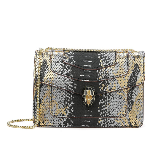 Tiffany & Fred Snake-pattern Printed Leather Shoulder Bag