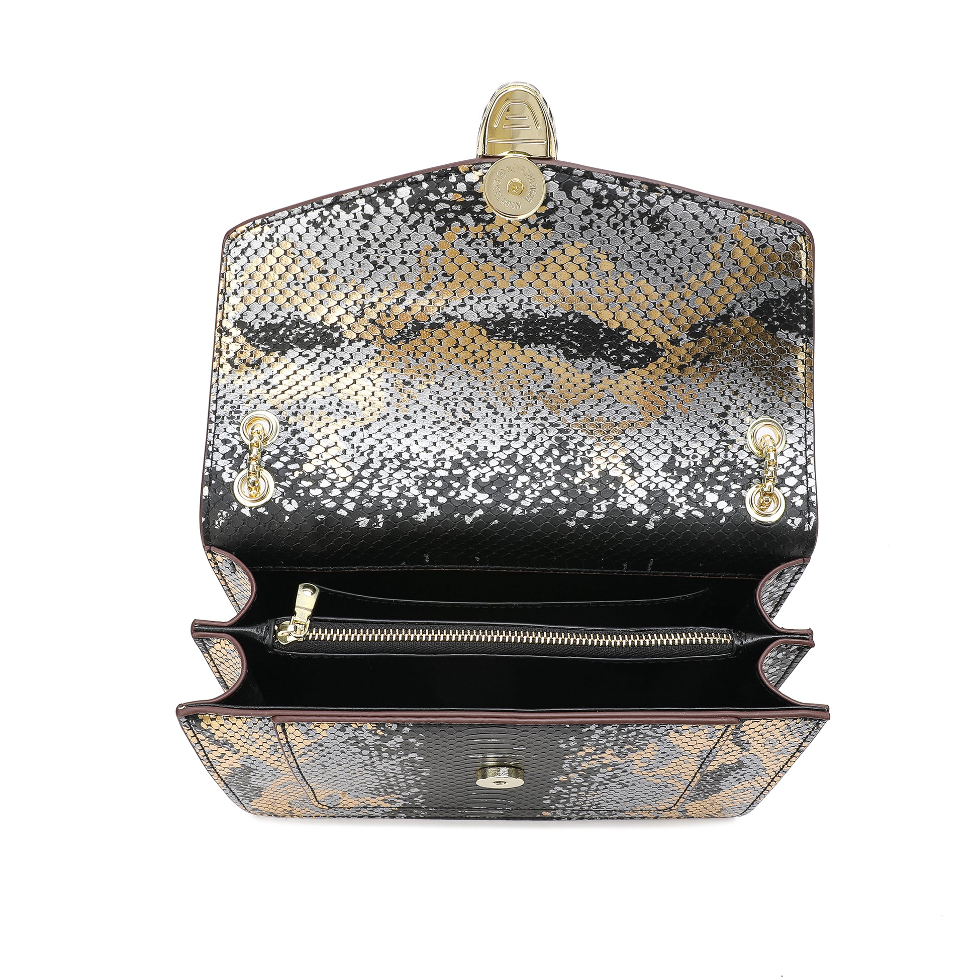Fashion Solid Color Crossbody Bag, Snakeskin Pattern Clutch Phone