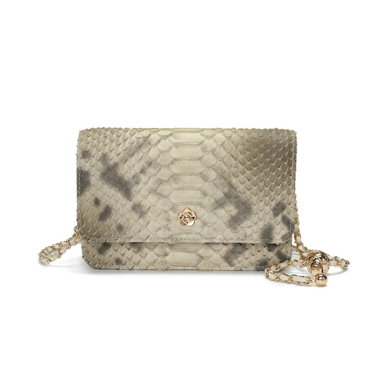 Python Embossed Leather Crossbody/Clutch