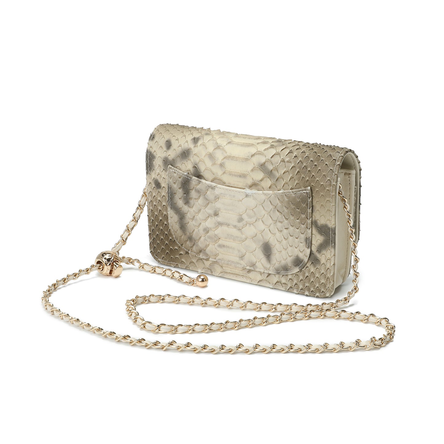 Python Embossed Leather Crossbody/Clutch
