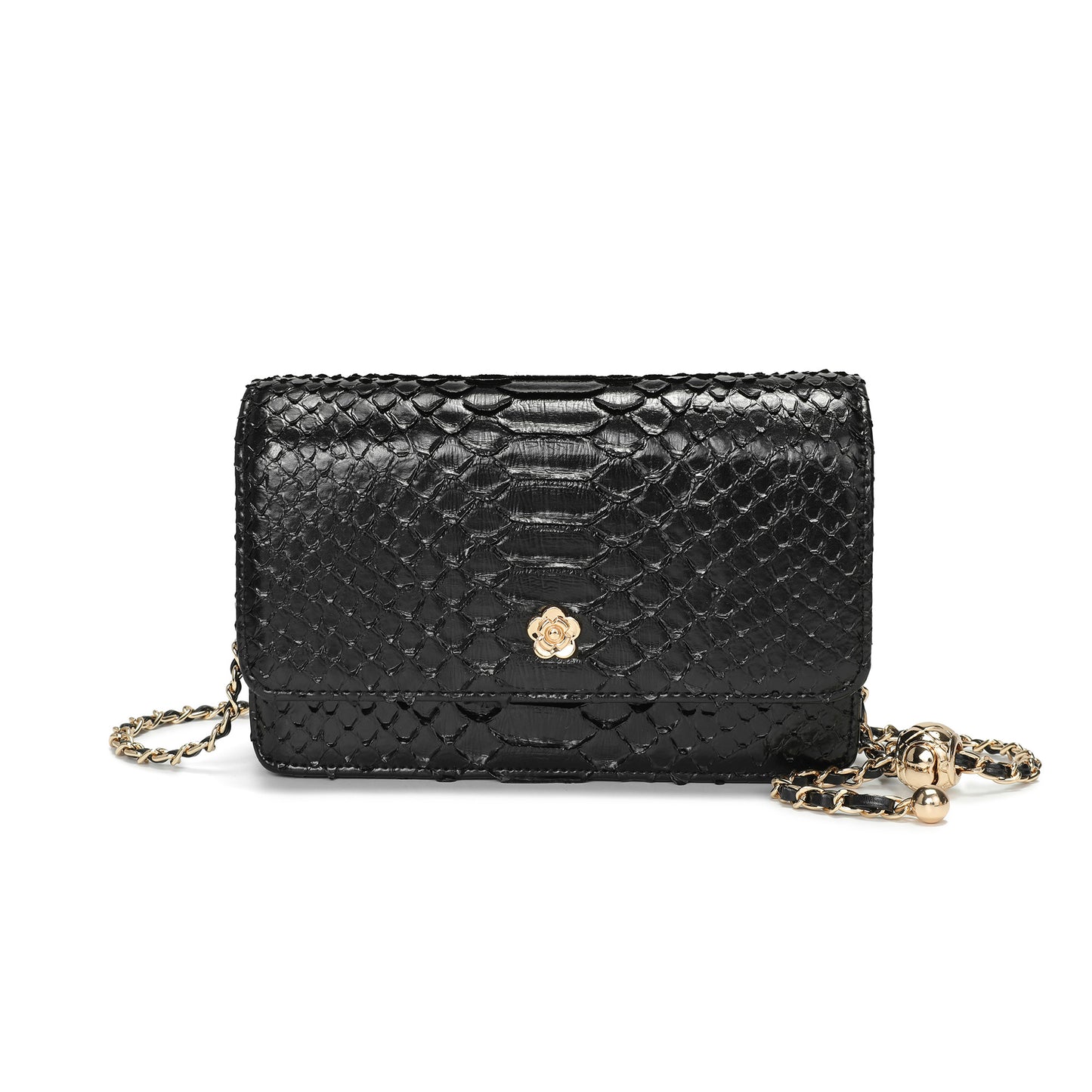 Python Embossed Leather Crossbody/Clutch