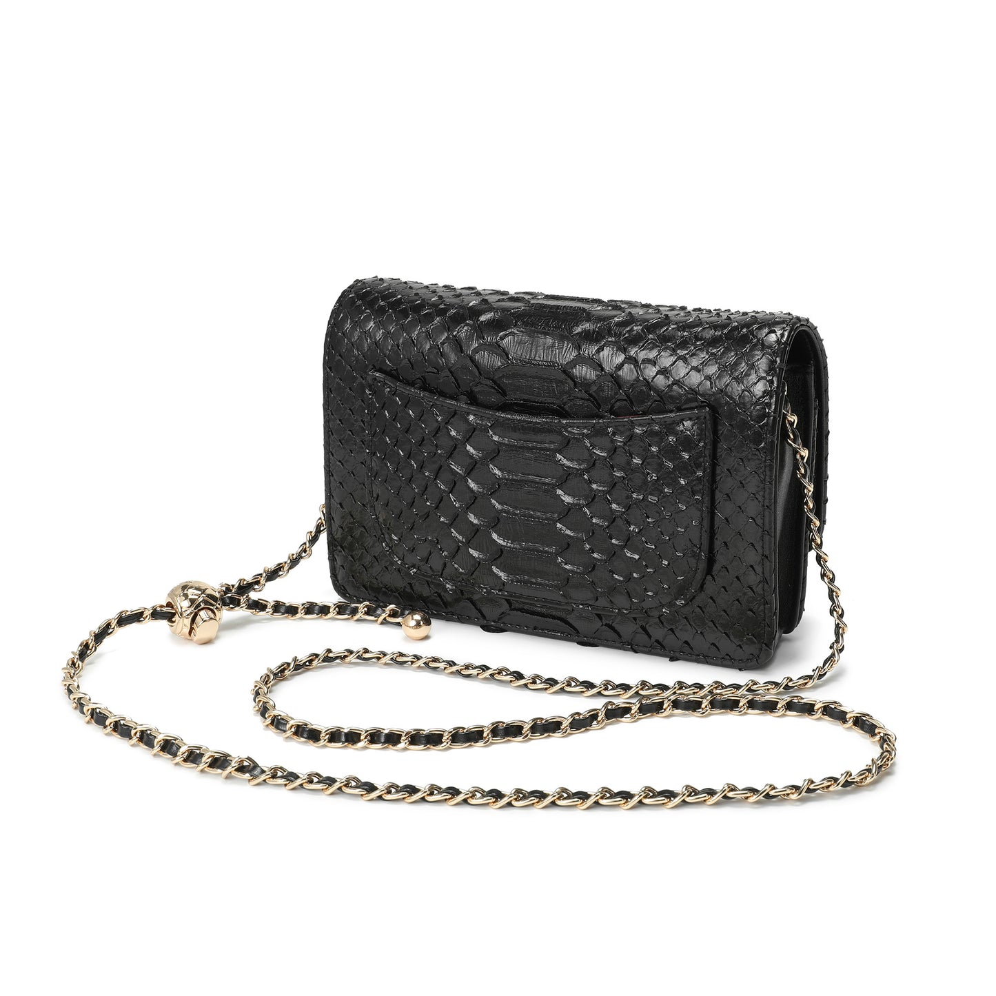 Python Embossed Leather Crossbody/Clutch