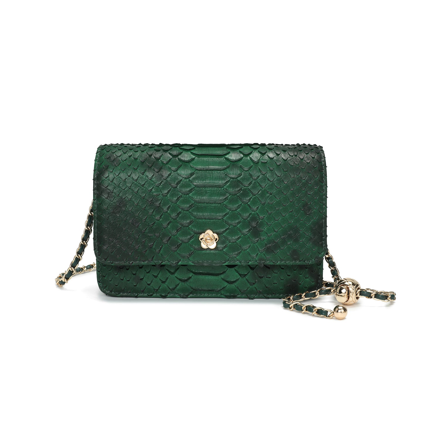 Python Embossed Leather Crossbody/Clutch