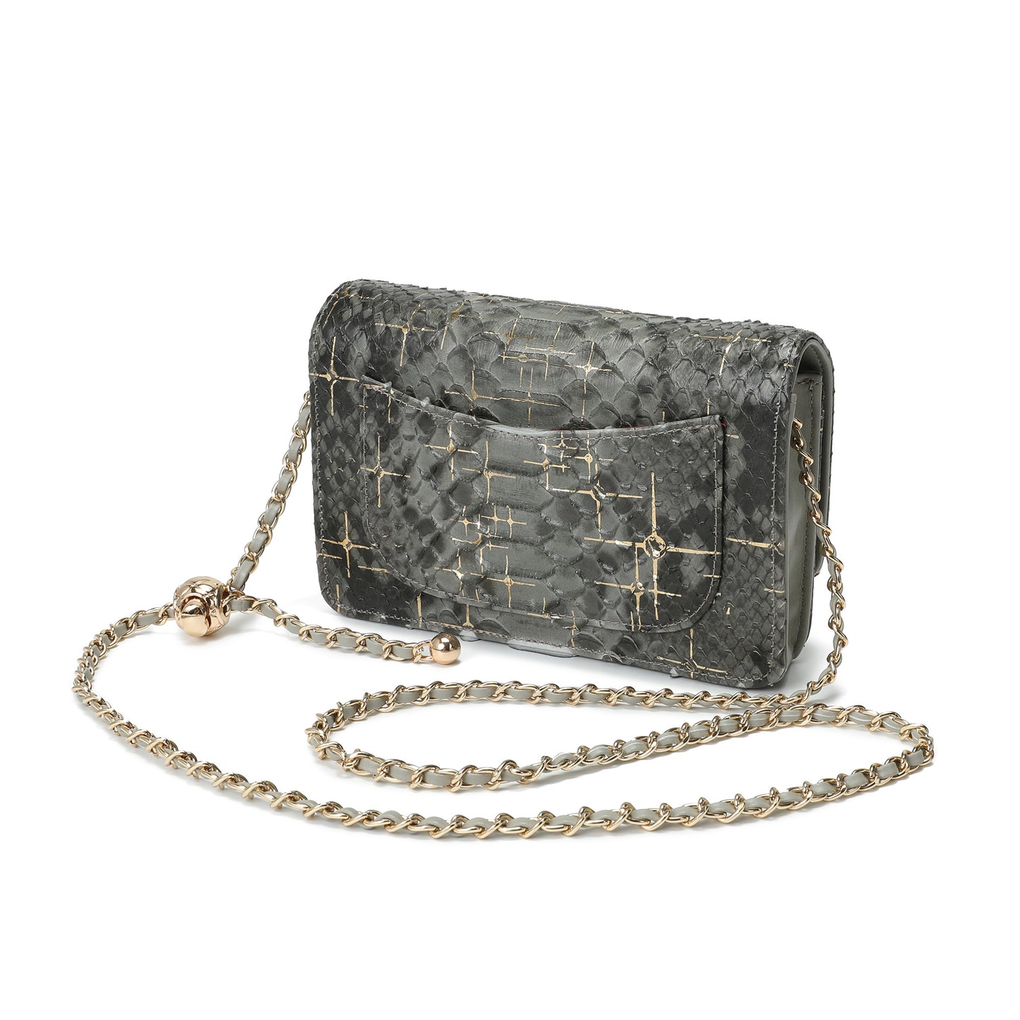 Python Embossed Leather Crossbody/Clutch