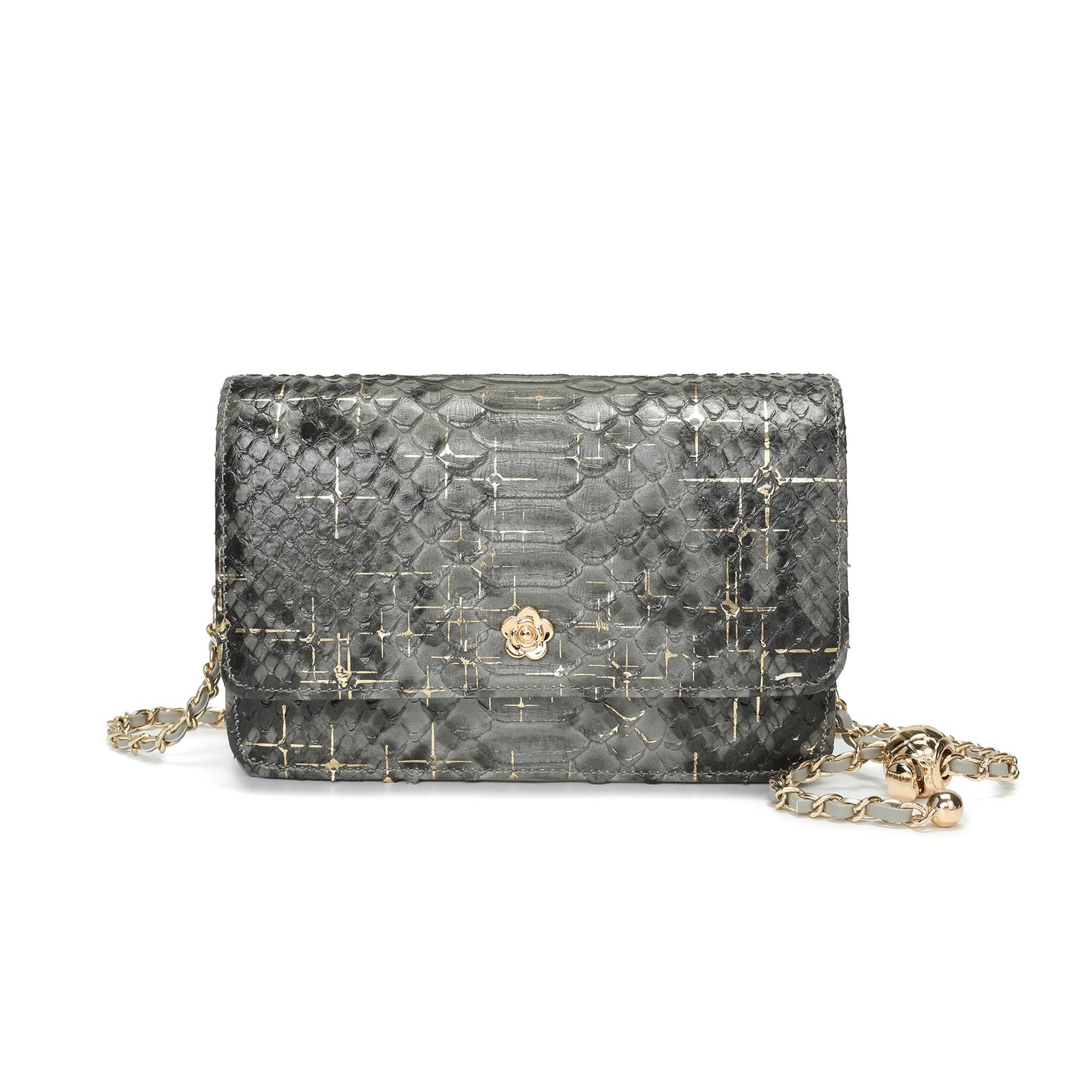 Python Embossed Leather Crossbody/Clutch