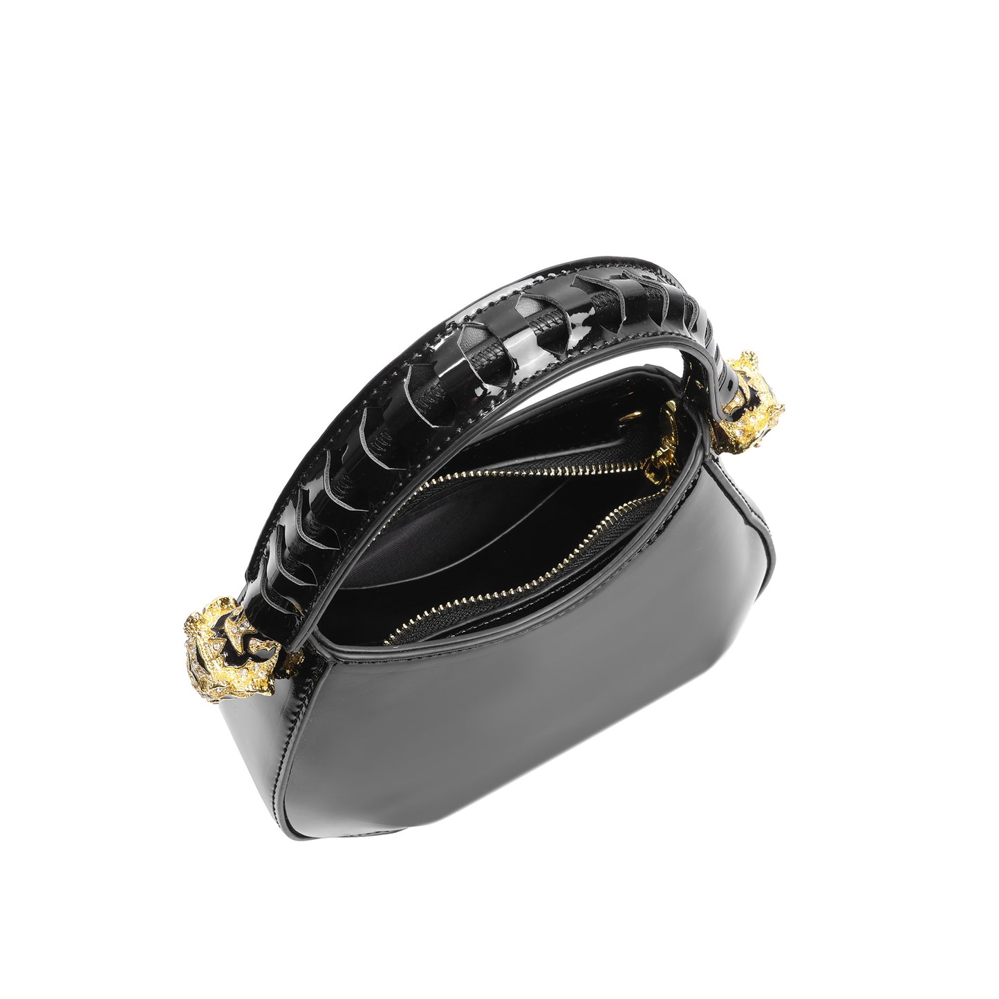 Croc-Embossed or High Gloss Leather Mini Top Handle Crossbody